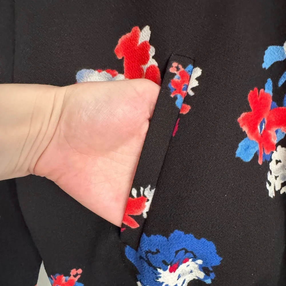 Vince Camuto Petite M‎ Floral Lightweight Bomber Jacket Black Spring